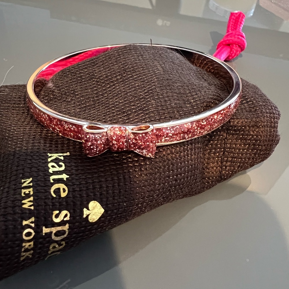 Kate Spade “take a bow” glitter and rose gold bangle